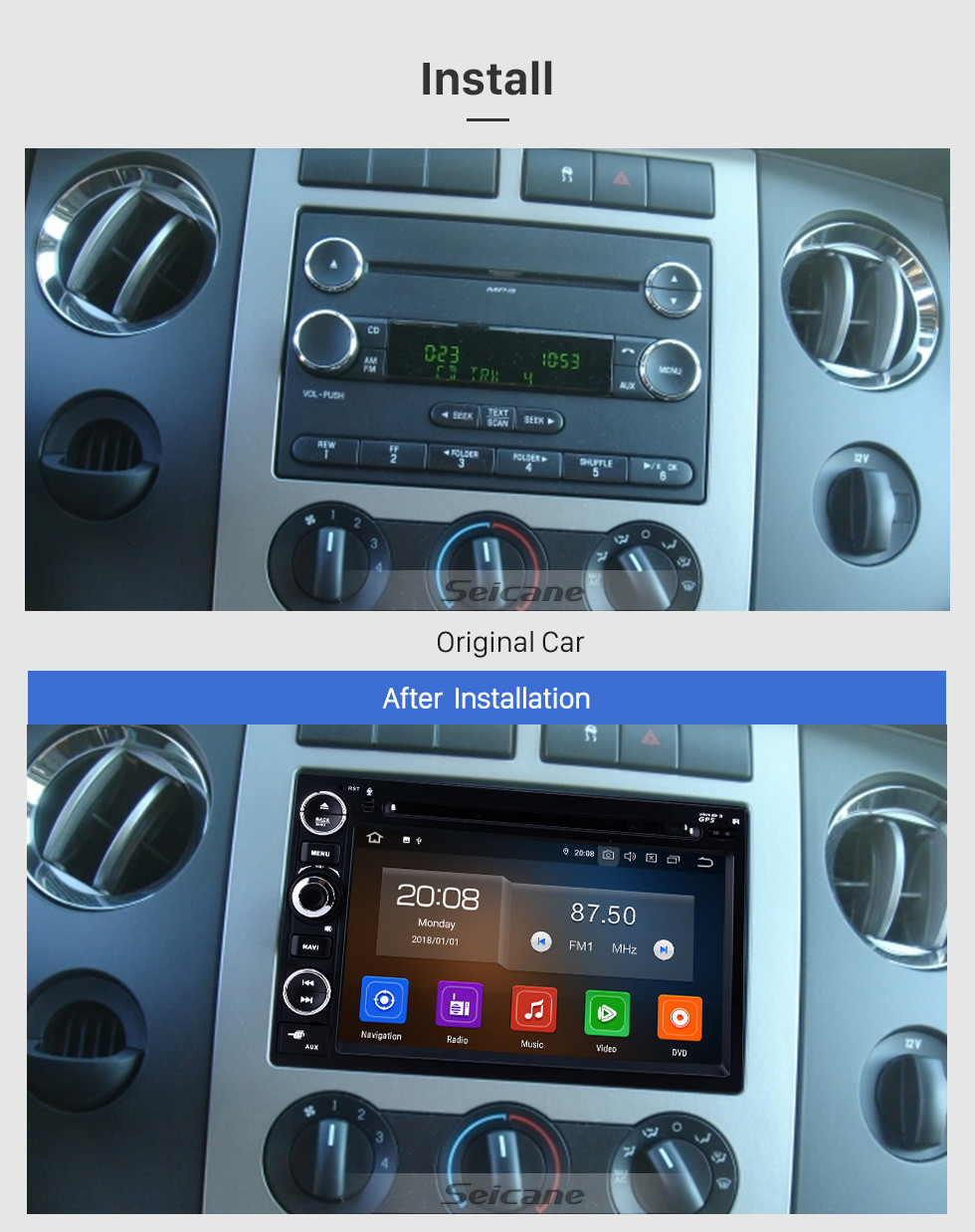 Seicane 7 inch 2006-2009 Ford Fusion/Explorer 2007-2009 Edge/Expedition/Mustang Android 9.0 GPS Navigation Radio Bluetooth HD Touchscreen Carplay support 1080P Video Seicane 7 inch 2006-2009 Ford Fusion/Explorer 2007-2009 Edge/Expedition/Mustang Android 9.0 GPS Navigation Radio Bluetooth HD Touchscreen Carplay support 1080P Video
