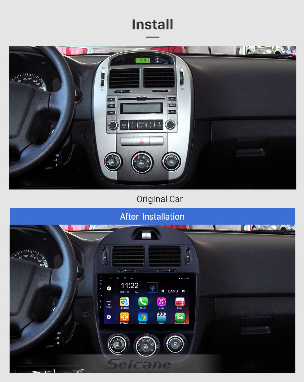 Seicane 10,1 pouces HD à écran tactile Android 8.1 Radio de navigation GPS pour 2017-2019 Kia Cerato Manuel A / C avec prise en charge de Bluetooth AUX Carplay Commande au volant Seicane 10,1 pouces HD à écran tactile Android 8.1 Radio de navigation GPS pour 2017-2019 Kia Cerato Manuel A / C avec prise en charge de Bluetooth AUX Carplay Commande au volant