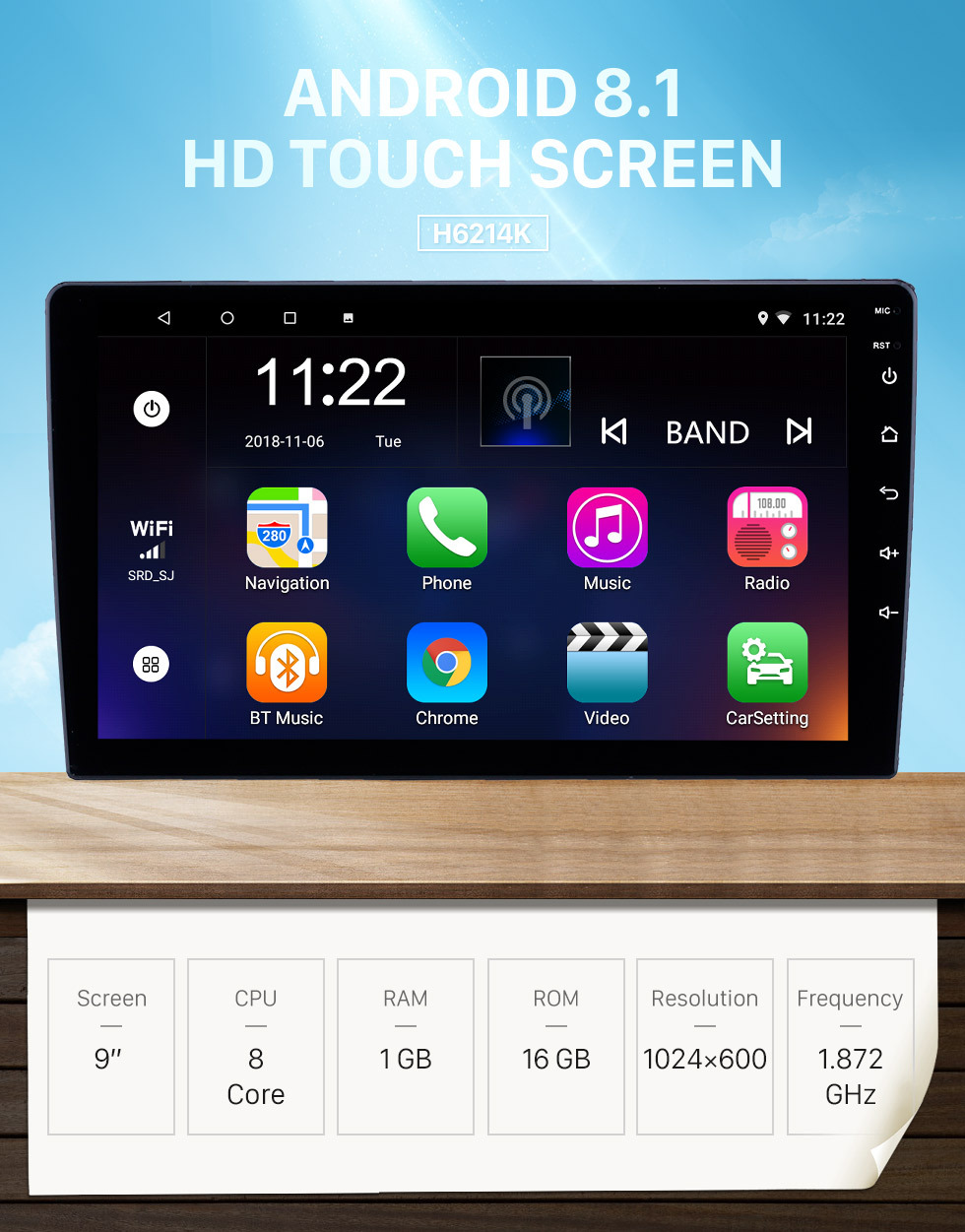 Seicane Écran tactile HD 9 pouces Android 8.1 Navigation GPS universelle Radio RHD avec prise en charge de musique auxiliaire Bluetooth DVR Carplay OBD Commande au volant Seicane Écran tactile HD 9 pouces Android 8.1 Navigation GPS universelle Radio RHD avec prise en charge de musique auxiliaire Bluetooth DVR Carplay OBD Commande au volant