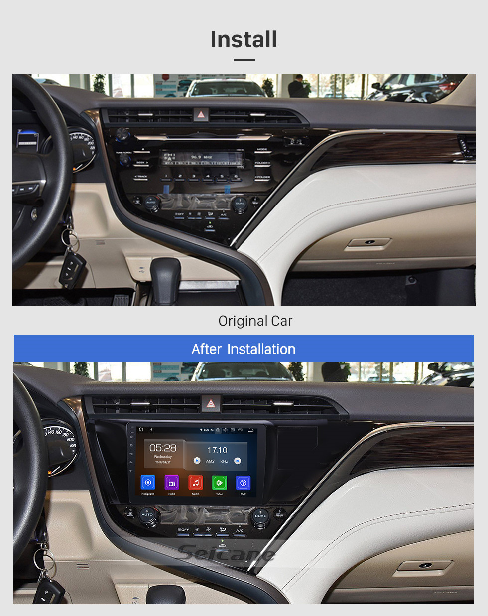 Seicane 10,1 pouces Android 9.0 Radio pour 2018-2019 Toyota Camry LHD Bluetooth Wifi HD Touchscreen Navigation GPS Carplay support USB DVR Digital TV TPMS Seicane 10,1 pouces Android 9.0 Radio pour 2018-2019 Toyota Camry LHD Bluetooth Wifi HD Touchscreen Navigation GPS Carplay support USB DVR Digital TV TPMS