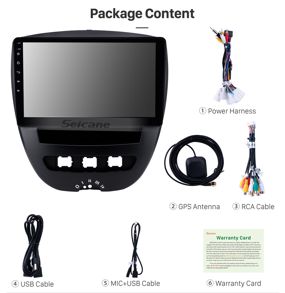 Seicane 10.1 inch 2005-2014 Peugeot 107 Android 9.0 GPS Navigation Radio Bluetooth HD Touchscreen AUX Carplay Music support 1080P Video Digital TV Rear camera Seicane 10.1 inch 2005-2014 Peugeot 107 Android 9.0 GPS Navigation Radio Bluetooth HD Touchscreen AUX Carplay Music support 1080P Video Digital TV Rear camera