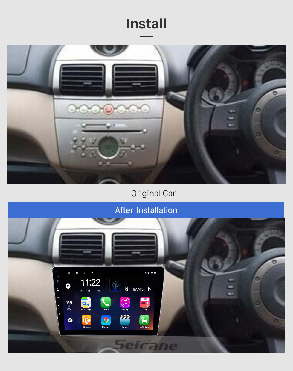Seicane OEM 9 pulgadas Android 8.1 Radio para 2006-2010 Proton GenⅡ Bluetooth WIFI HD Pantalla táctil con soporte de navegación GPS Carplay DVR Cámara de visión trasera OBD Seicane OEM 9 pulgadas Android 8.1 Radio para 2006-2010 Proton GenⅡ Bluetooth WIFI HD Pantalla táctil con soporte de navegación GPS Carplay DVR Cámara de visión trasera OBD