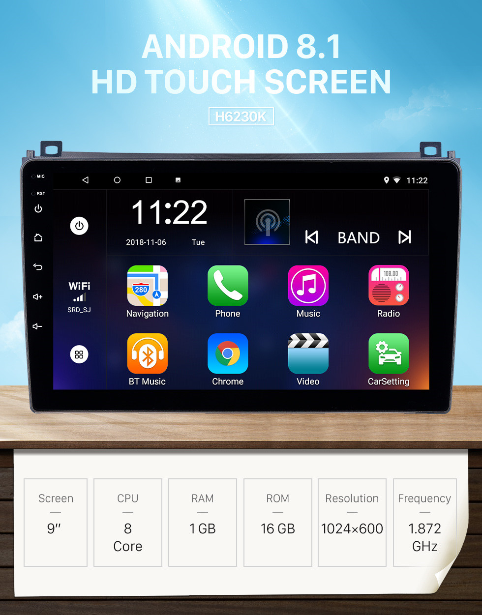 Seicane OEM 9 pulgadas Android 8.1 Radio para 2006-2010 Proton GenⅡ Bluetooth WIFI HD Pantalla táctil con soporte de navegación GPS Carplay DVR Cámara de visión trasera OBD Seicane OEM 9 pulgadas Android 8.1 Radio para 2006-2010 Proton GenⅡ Bluetooth WIFI HD Pantalla táctil con soporte de navegación GPS Carplay DVR Cámara de visión trasera OBD