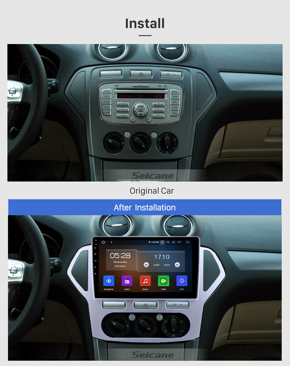 Seicane 10,1 polegadas Android 9.0 Navegação GPS Rádio para 2007-2010 Ford Mondeo-Zhisheng Manual A / C Bluetooth Wifi HD Touchscreen Carplay suporte 1080P Seicane 10,1 polegadas Android 9.0 Navegação GPS Rádio para 2007-2010 Ford Mondeo-Zhisheng Manual A / C Bluetooth Wifi HD Touchscreen Carplay suporte 1080P
