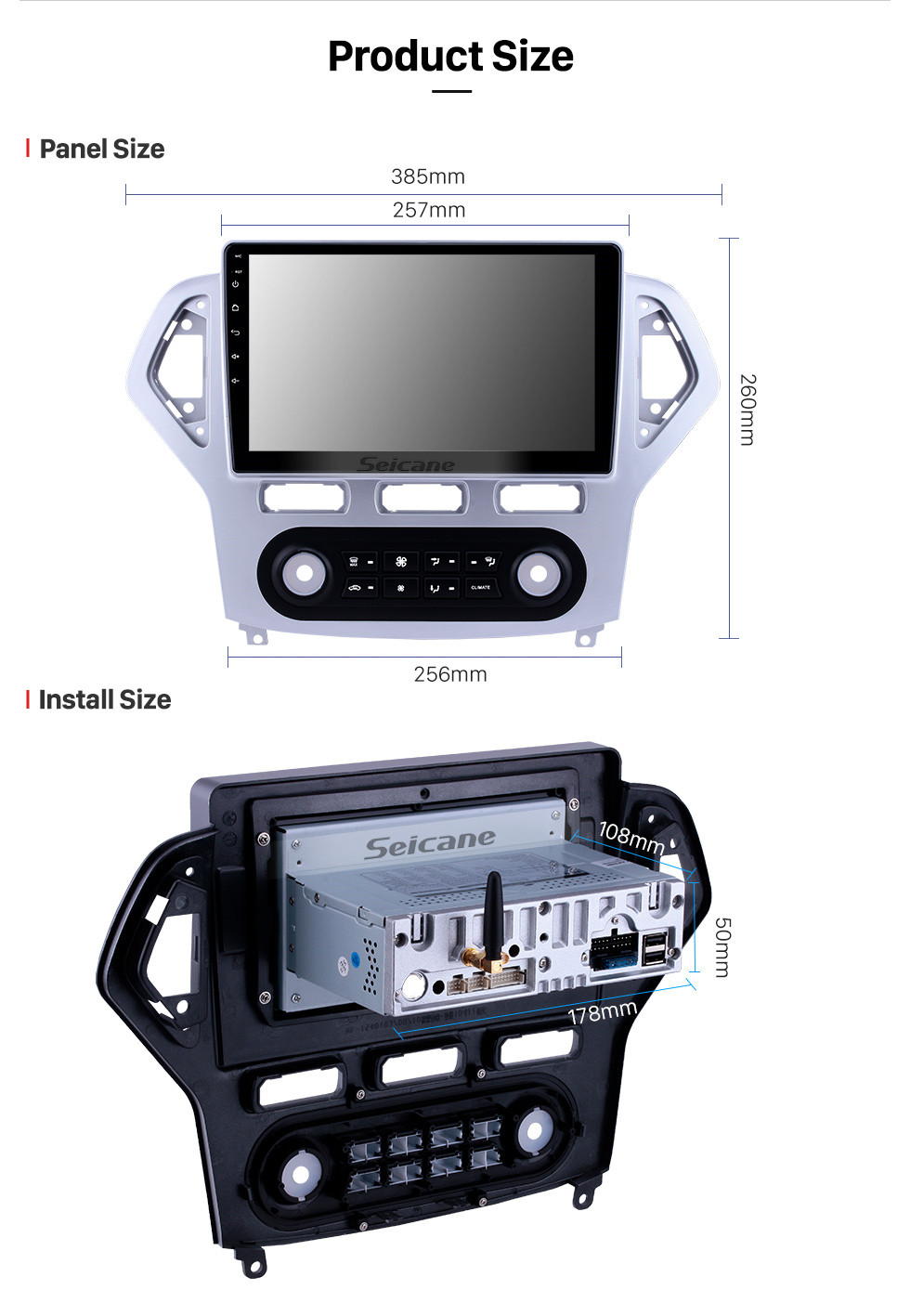 Seicane 10.1 inch Android 9.0 Radio for 2007-2010 Ford Mondeo-Zhisheng Auto A/C Bluetooth HD Touchscreen GPS Navigation Carplay USB support TPMS OBD2 Seicane 10.1 inch Android 9.0 Radio for 2007-2010 Ford Mondeo-Zhisheng Auto A/C Bluetooth HD Touchscreen GPS Navigation Carplay USB support TPMS OBD2