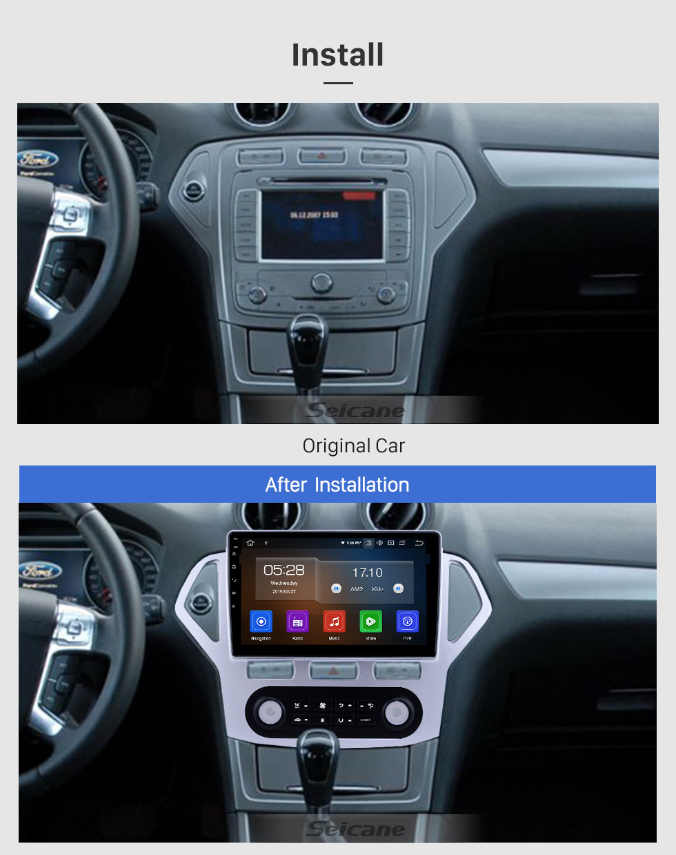Seicane 10,1 pouces 2007-2010 Ford Mondeo-Zhisheng Auto A / C Android 9.0 Radio de navigation GPS Écran tactile Bluetooth Prise en charge de la prise en charge 1080P Vidéo Seicane 10,1 pouces 2007-2010 Ford Mondeo-Zhisheng Auto A / C Android 9.0 Radio de navigation GPS Écran tactile Bluetooth Prise en charge de la prise en charge 1080P Vidéo