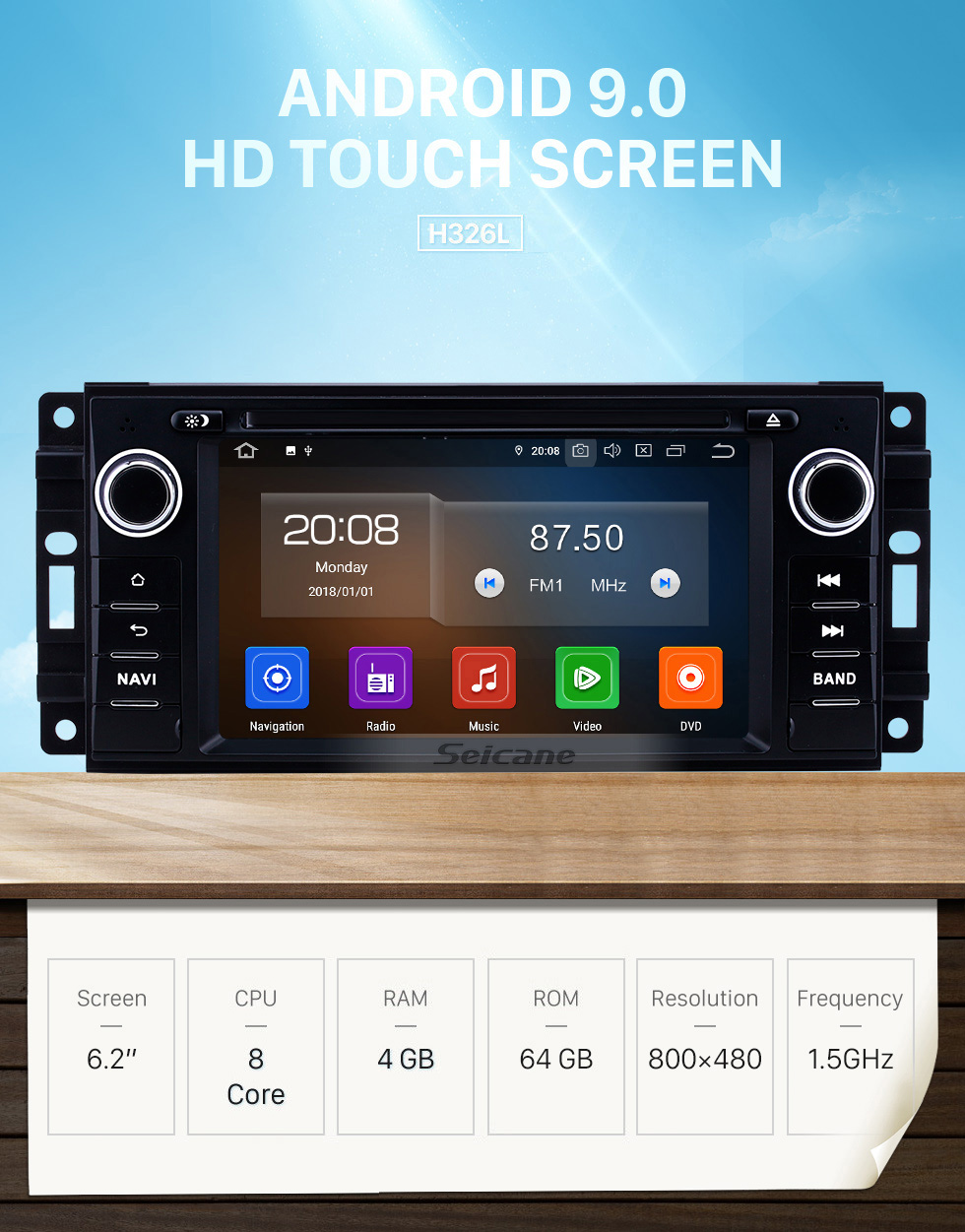Seicane 7 inch 2005-2011 Jeep Grand Cherokee/Wrangler/Compass/Commander Android 9.0 GPS Navigation Radio Bluetooth Touchscreen Carplay support 1080P Video Seicane 7 inch 2005-2011 Jeep Grand Cherokee/Wrangler/Compass/Commander Android 9.0 GPS Navigation Radio Bluetooth Touchscreen Carplay support 1080P Video