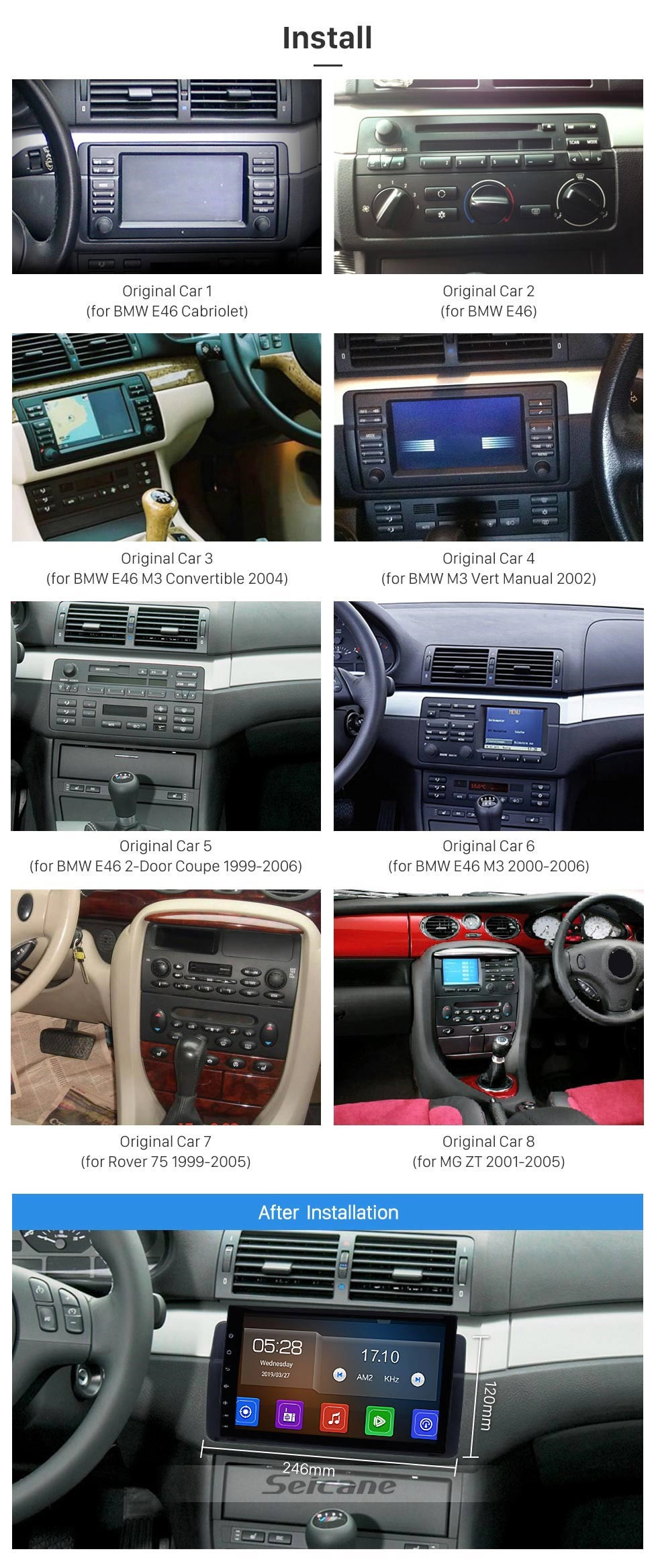 Seicane Android 9.0 Autoradio Bluetooth GPS Navigation Stereo Upgrade for 1998-2006 BMW 3 Series E46 M3 316i 318i 320i 323i 325i WIFI USB Mirror Link 1080P Video Support Rearview Camera DVR TPMS Auto A/V Seicane Android 9.0 Autoradio Bluetooth GPS Navigation Stereo Upgrade for 1998-2006 BMW 3 Series E46 M3 316i 318i 320i 323i 325i WIFI USB Mirror Link 1080P Video Support Rearview Camera DVR TPMS Auto A/V