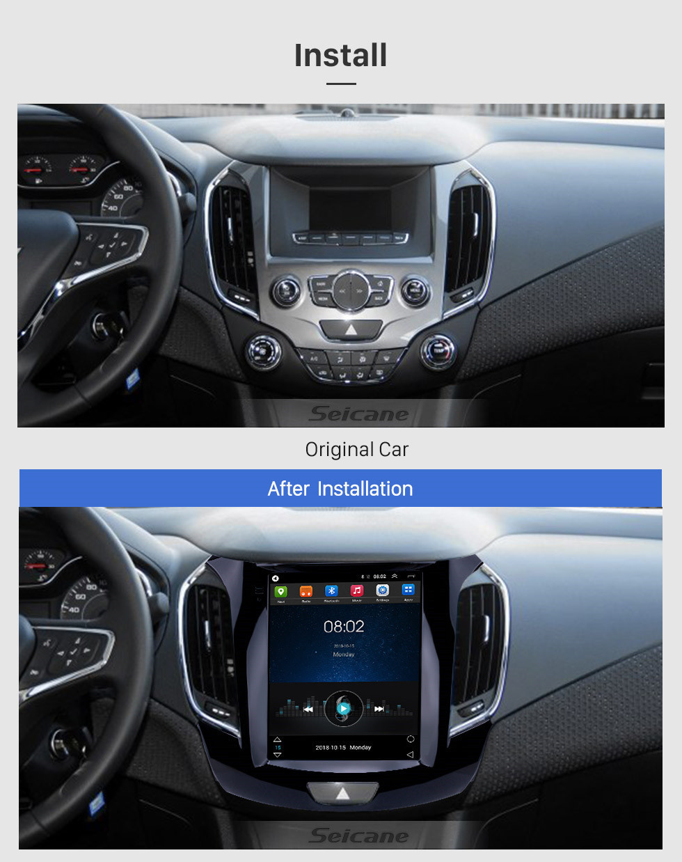 Seicane Pantalla táctil HD 2015 chevy Chevrolet Cruze Android 9.1 9.7 pulgadas Radio de navegación GPS Bluetooth WIFI soporte DAB + Control del volante Carplay Seicane Pantalla táctil HD 2015 chevy Chevrolet Cruze Android 9.1 9.7 pulgadas Radio de navegación GPS Bluetooth WIFI soporte DAB + Control del volante Carplay