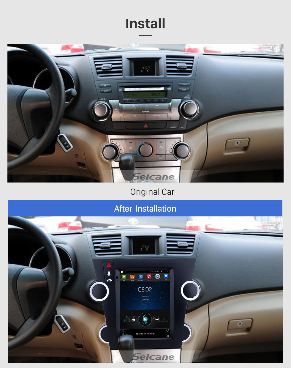Seicane Android 9.1 9.7 inch GPS Navigation Radio for 2009-2014 Toyota Highlander with HD Touchscreen Bluetooth WIFI AUX support Carplay Mirror Link OBD2 Seicane Android 9.1 9.7 inch GPS Navigation Radio for 2009-2014 Toyota Highlander with HD Touchscreen Bluetooth WIFI AUX support Carplay Mirror Link OBD2