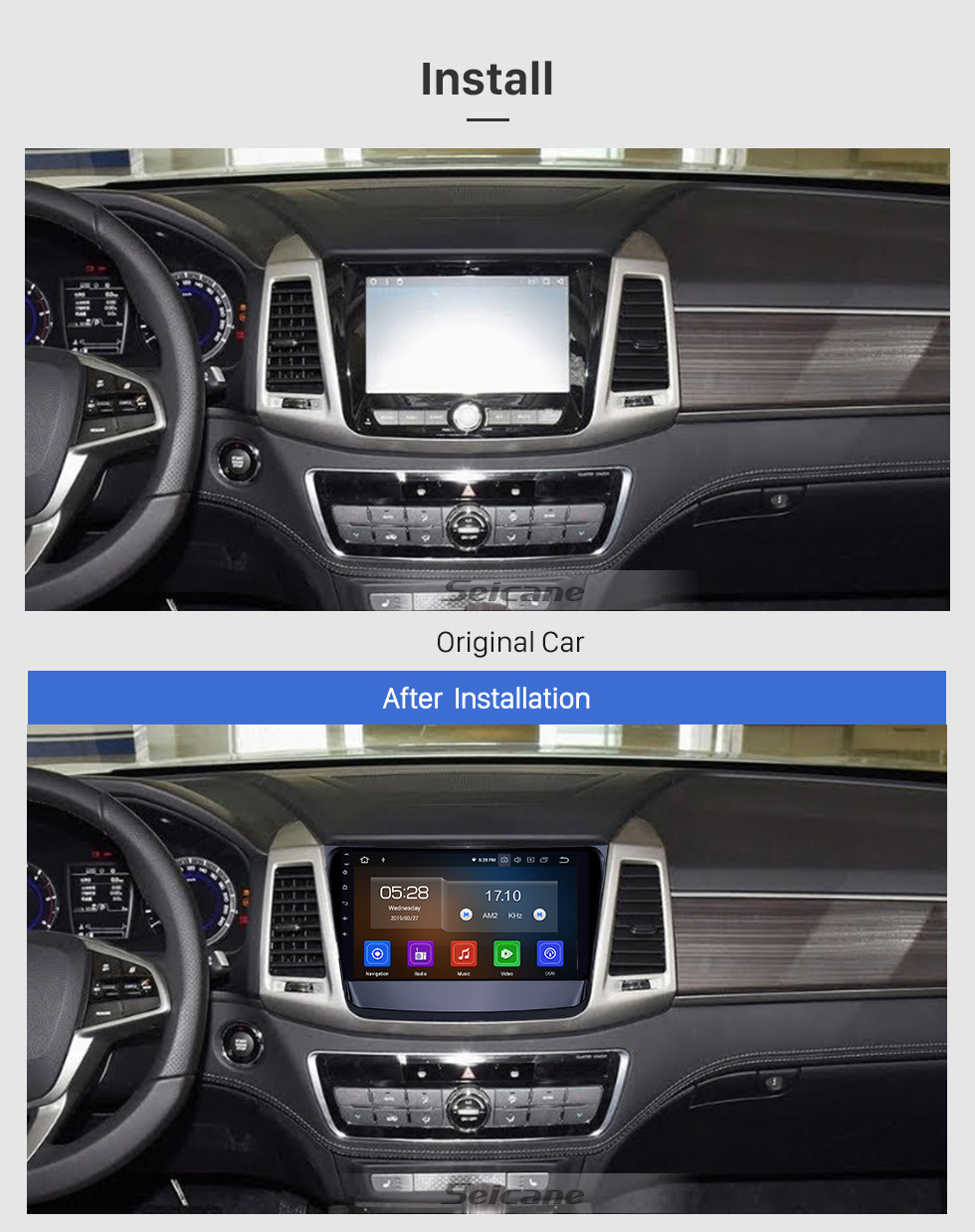 Seicane 10.1 inch 2019 Ssang Yong Rexton Android 9.0 GPS Navigation Radio Bluetooth HD Touchscreen AUX USB WIFI Carplay support OBD2 1080P Seicane 10.1 inch 2019 Ssang Yong Rexton Android 9.0 GPS Navigation Radio Bluetooth HD Touchscreen AUX USB WIFI Carplay support OBD2 1080P