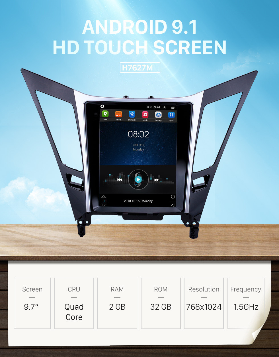 Seicane Pantalla táctil HD 2011-2015 Hyundai Sonata Android 9.1 9.7 pulgadas Radio de navegación GPS Bluetooth WIFI compatible con DAB + Control del volante Carplay Seicane Pantalla táctil HD 2011-2015 Hyundai Sonata Android 9.1 9.7 pulgadas Radio de navegación GPS Bluetooth WIFI compatible con DAB + Control del volante Carplay