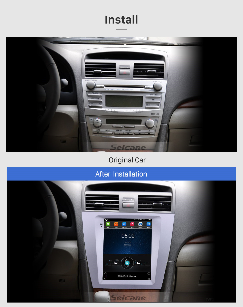 Seicane OEM 9,7 polegadas Android 9.1 2008-2012 Toyota Camry Rádio de Navegação GPS com HD Touchscreen Suporte Bluetooth WIFI TPMS Carplay DAB + Seicane OEM 9,7 polegadas Android 9.1 2008-2012 Toyota Camry Rádio de Navegação GPS com HD Touchscreen Suporte Bluetooth WIFI TPMS Carplay DAB +