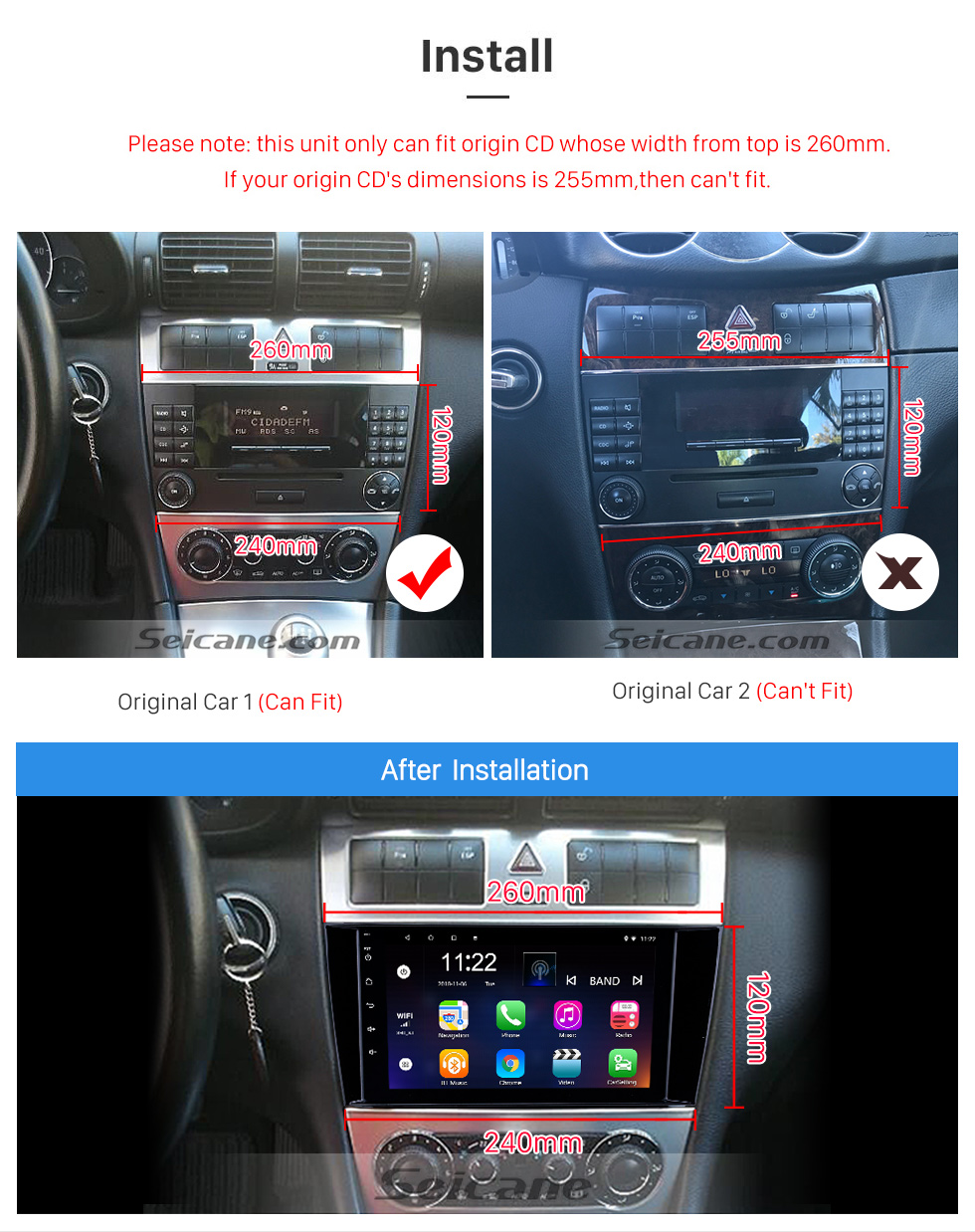 Seicane 8 inch Android 8.1 GPS Navigation Radio for 2004-2011 Mercedes Benz C Class C55 / CLC Class W203 /CLK Class W209 /CLS Class W219 with Bluetooth WiFi Touchscreen support Carplay DVR Seicane 8 inch Android 8.1 GPS Navigation Radio for 2004-2011 Mercedes Benz C Class C55 / CLC Class W203 /CLK Class W209 /CLS Class W219 with Bluetooth WiFi Touchscreen support Carplay DVR