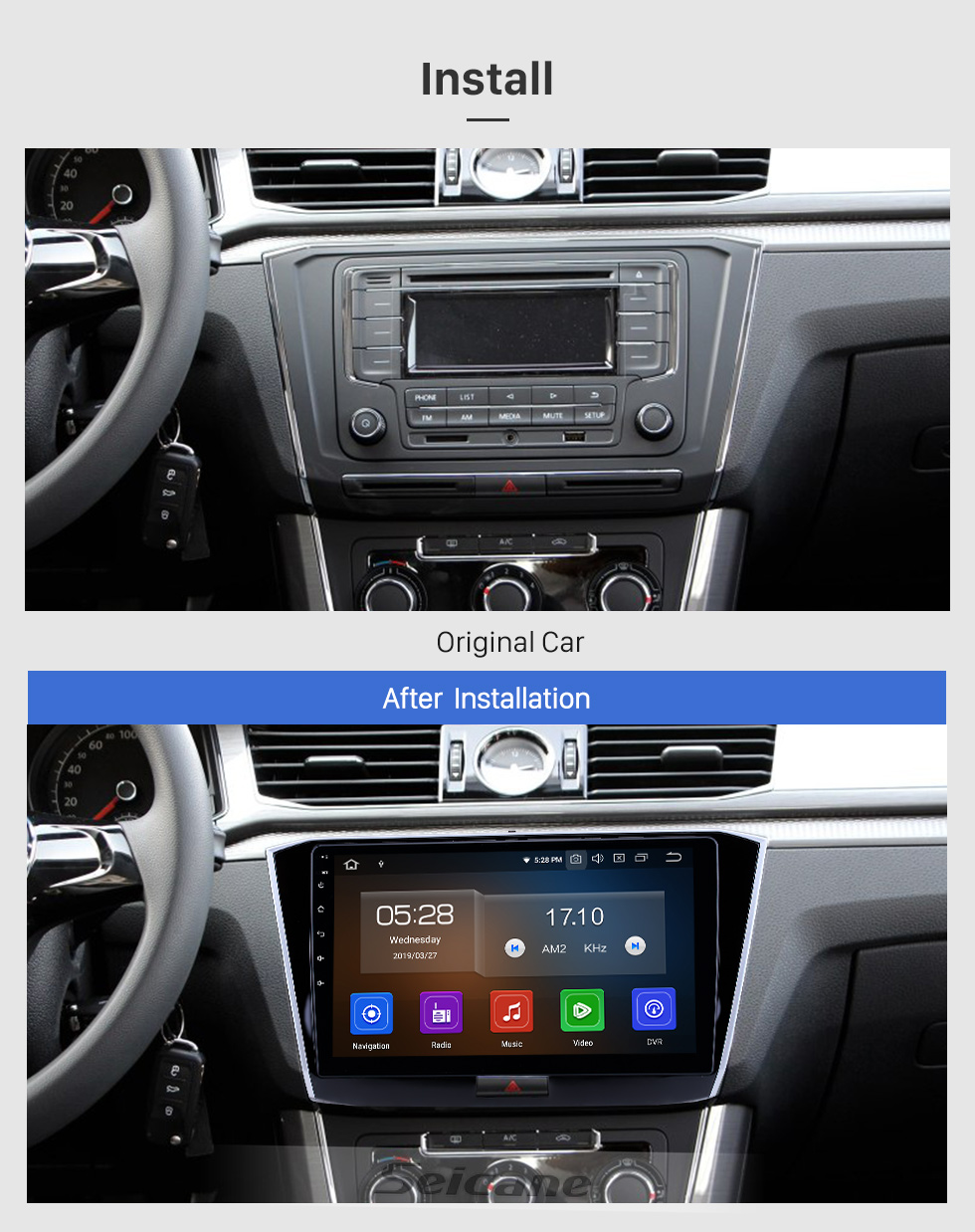 Seicane 10,1 Zoll Android 8.1 GPS-Navigationsradio für 2016-2018 VW Volkswagen Passat mit HD-Touchscreen Bluetooth USB-Unterstützung Carplay TPMS Seicane 10,1 Zoll Android 8.1 GPS-Navigationsradio für 2016-2018 VW Volkswagen Passat mit HD-Touchscreen Bluetooth USB-Unterstützung Carplay TPMS