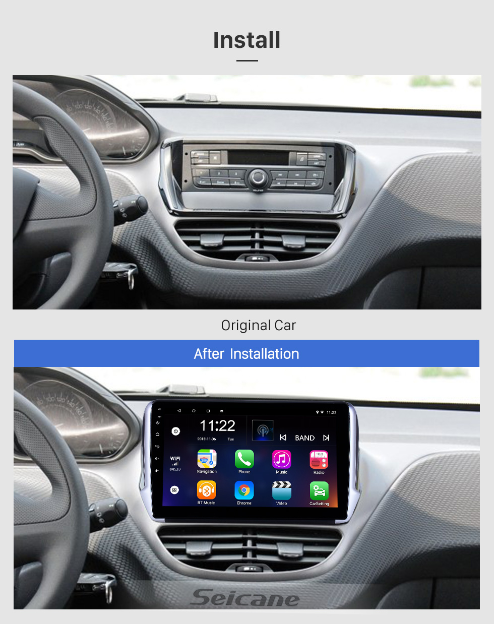 Seicane 10,1 pouces Android 8.1 Radio de navigation GPS pour 2014-2016 Peugeot 2008 avec écran tactile HD Bluetooth USB soutien AUX Carplay SWC TPMS Seicane 10,1 pouces Android 8.1 Radio de navigation GPS pour 2014-2016 Peugeot 2008 avec écran tactile HD Bluetooth USB soutien AUX Carplay SWC TPMS