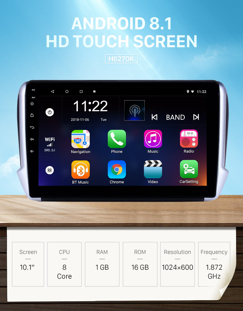 Seicane 10,1 pouces Android 8.1 Radio de navigation GPS pour 2014-2016 Peugeot 2008 avec écran tactile HD Bluetooth USB soutien AUX Carplay SWC TPMS Seicane 10,1 pouces Android 8.1 Radio de navigation GPS pour 2014-2016 Peugeot 2008 avec écran tactile HD Bluetooth USB soutien AUX Carplay SWC TPMS