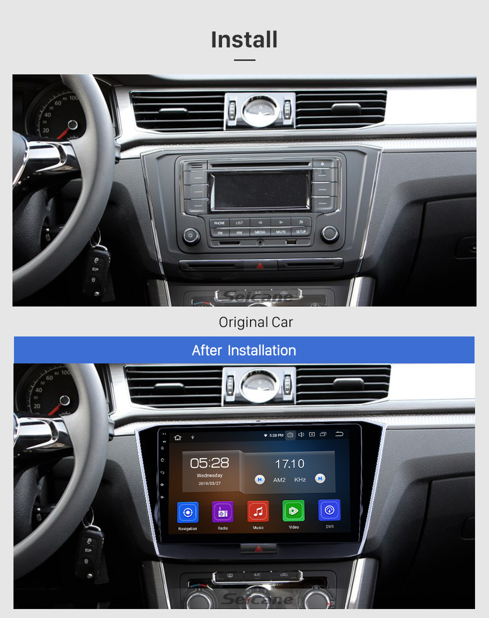 Seicane 10.1 polegada Android 9.0 Rádio para 2016-2018 Volkswagen Passat Bluetooth HD Touchscreen Navegação GPS Carplay apoio USB OBD2 câmera de Backup Seicane 10.1 polegada Android 9.0 Rádio para 2016-2018 Volkswagen Passat Bluetooth HD Touchscreen Navegação GPS Carplay apoio USB OBD2 câmera de Backup