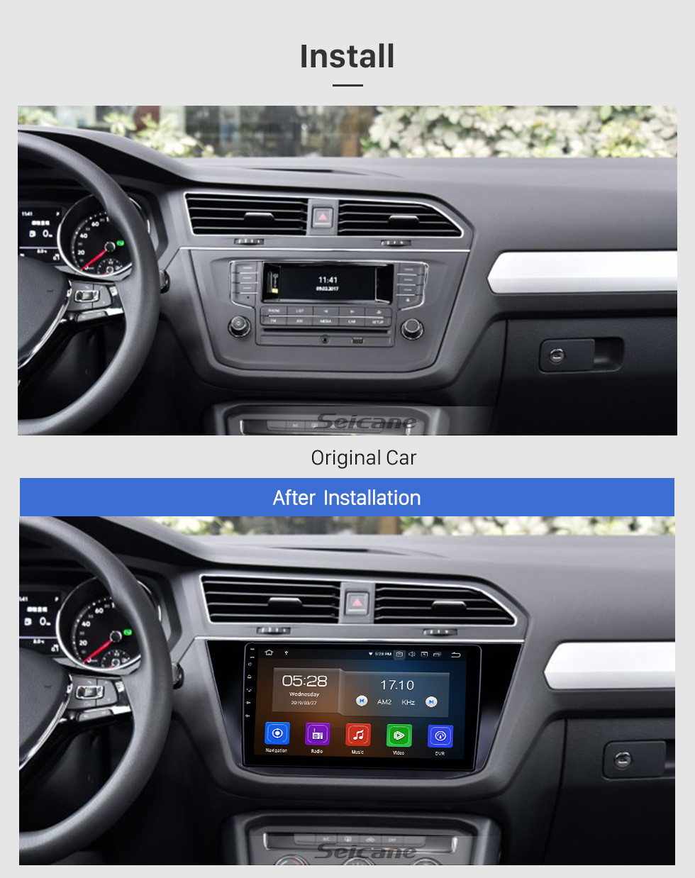 Seicane 10.1 polegada Android 9.0 Rádio para 2016-2018 Volkswagen Volkswagen Tiguan Bluetooth HD Touchscreen Navegação GPS Carplay suporte USB TPMS DAB + DVR Seicane 10.1 polegada Android 9.0 Rádio para 2016-2018 Volkswagen Volkswagen Tiguan Bluetooth HD Touchscreen Navegação GPS Carplay suporte USB TPMS DAB + DVR
