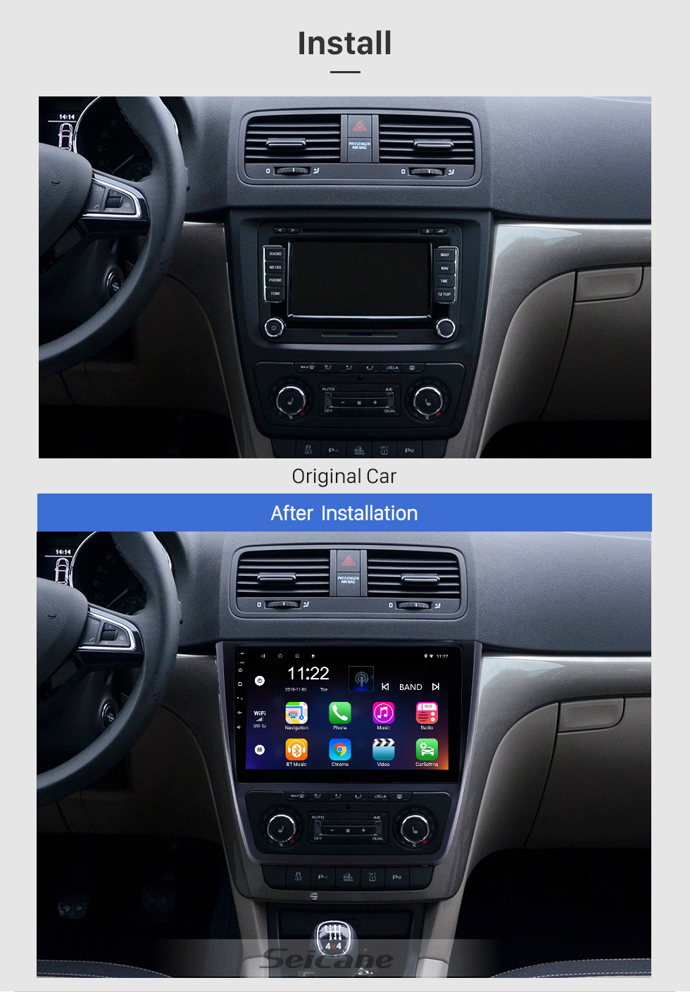 Seicane 10,1 pouces Android 8.1 HD Radio tactile Navigation GPS pour 2014-2018 Skoda Yeti avec Bluetooth AUX support Carplay Mirror Link Seicane 10,1 pouces Android 8.1 HD Radio tactile Navigation GPS pour 2014-2018 Skoda Yeti avec Bluetooth AUX support Carplay Mirror Link