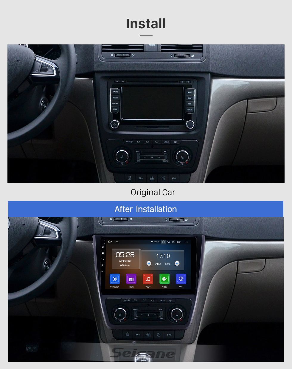 Seicane 10,1 pouces 2014-2018 Skoda Yeti Android 9.0 Radio de navigation GPS Bluetooth HD à écran tactile AUX USB support Carplay Miroir Lien Seicane 10,1 pouces 2014-2018 Skoda Yeti Android 9.0 Radio de navigation GPS Bluetooth HD à écran tactile AUX USB support Carplay Miroir Lien
