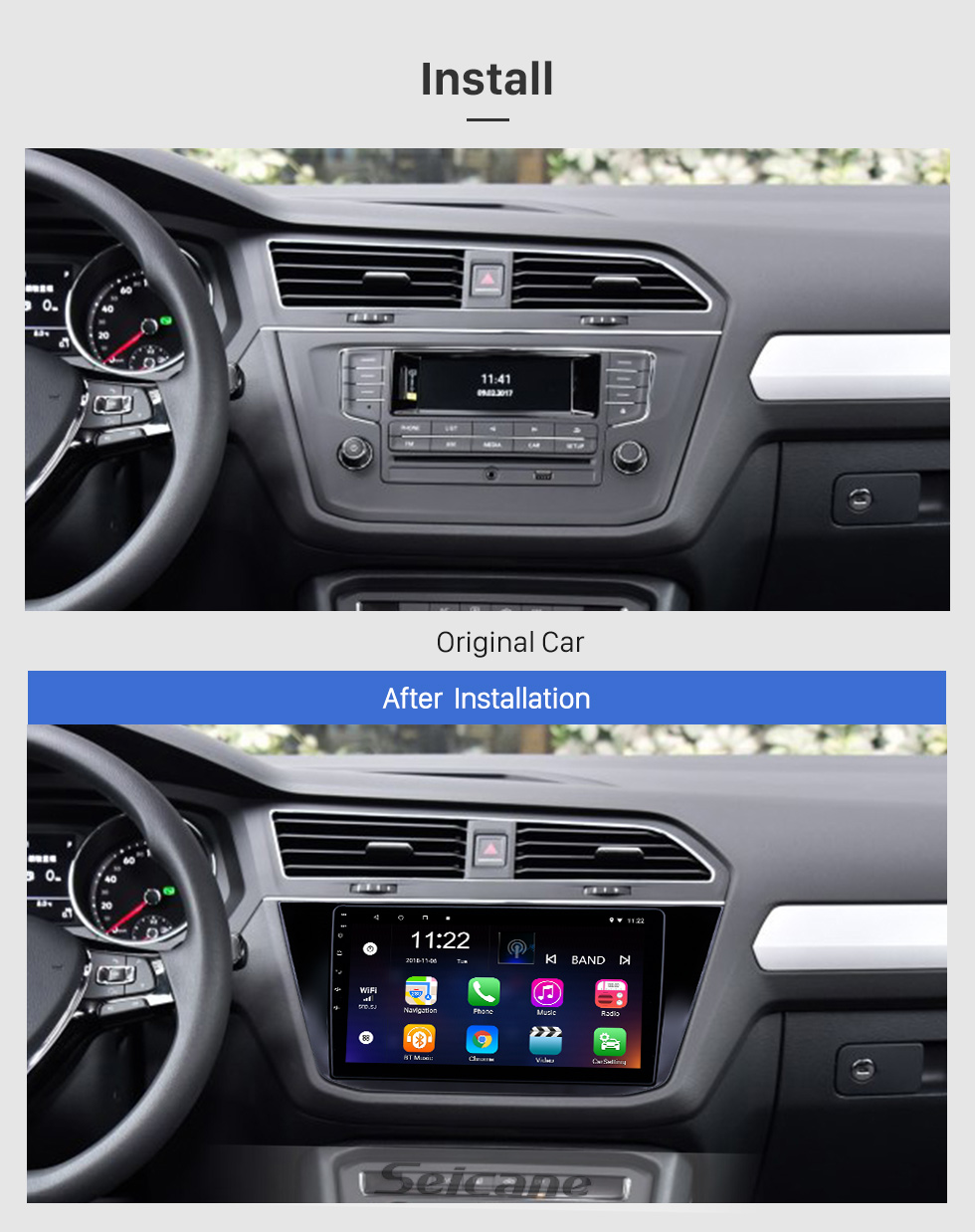 Seicane 10.1 inch Android 8.1 GPS Navigation Radio for 2016-2018 VW Volkswagen Tiguan with HD Touchscreen Bluetooth USB support Carplay TPMS Seicane 10.1 inch Android 8.1 GPS Navigation Radio for 2016-2018 VW Volkswagen Tiguan with HD Touchscreen Bluetooth USB support Carplay TPMS