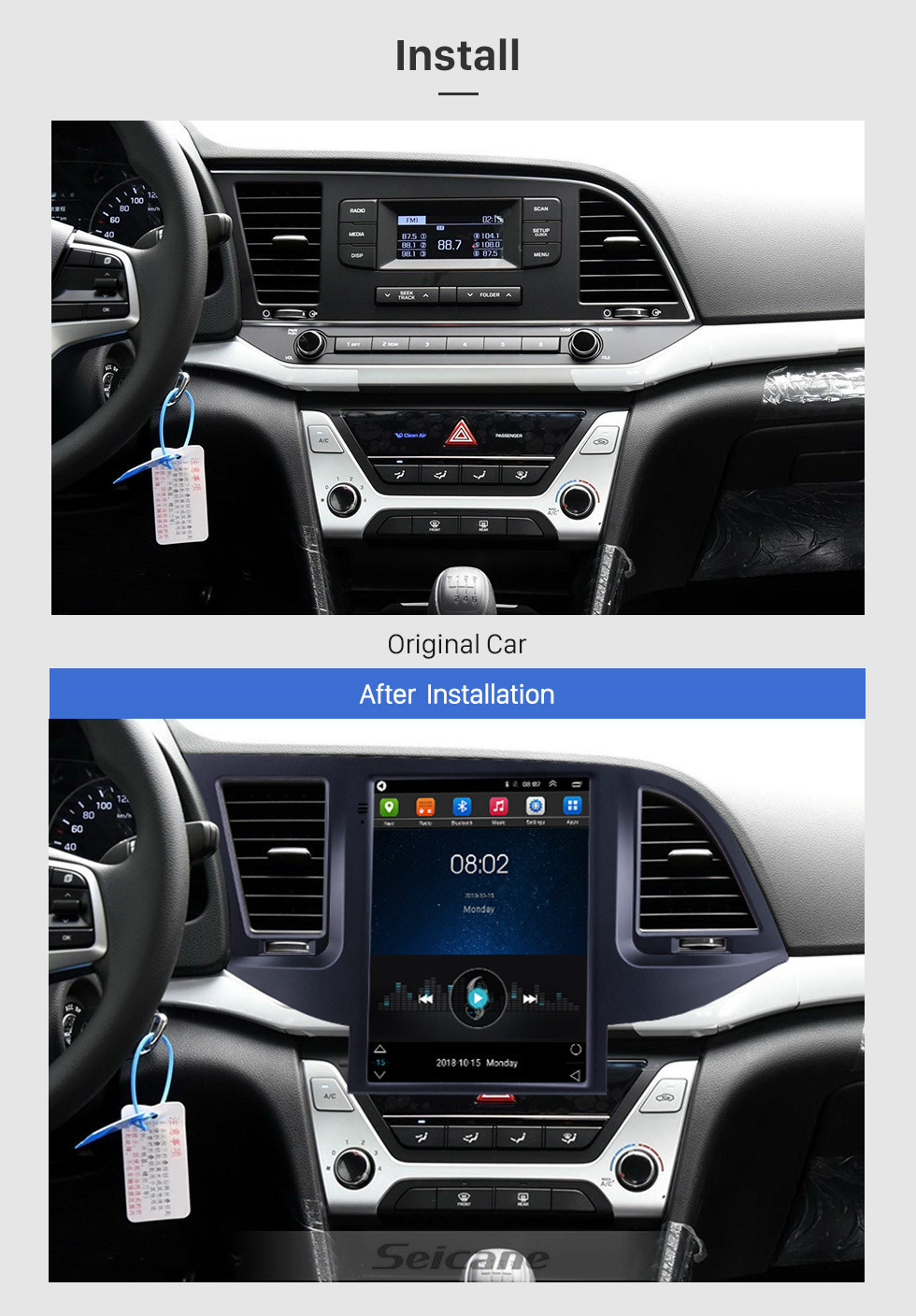 Seicane HD Touchscreen 2016 Hyundai Elantra Android 9.1 9.7 polegadas Navegação GPS Rádio Bluetooth WIFI suporte Controle de Volante Carplay Seicane HD Touchscreen 2016 Hyundai Elantra Android 9.1 9.7 polegadas Navegação GPS Rádio Bluetooth WIFI suporte Controle de Volante Carplay
