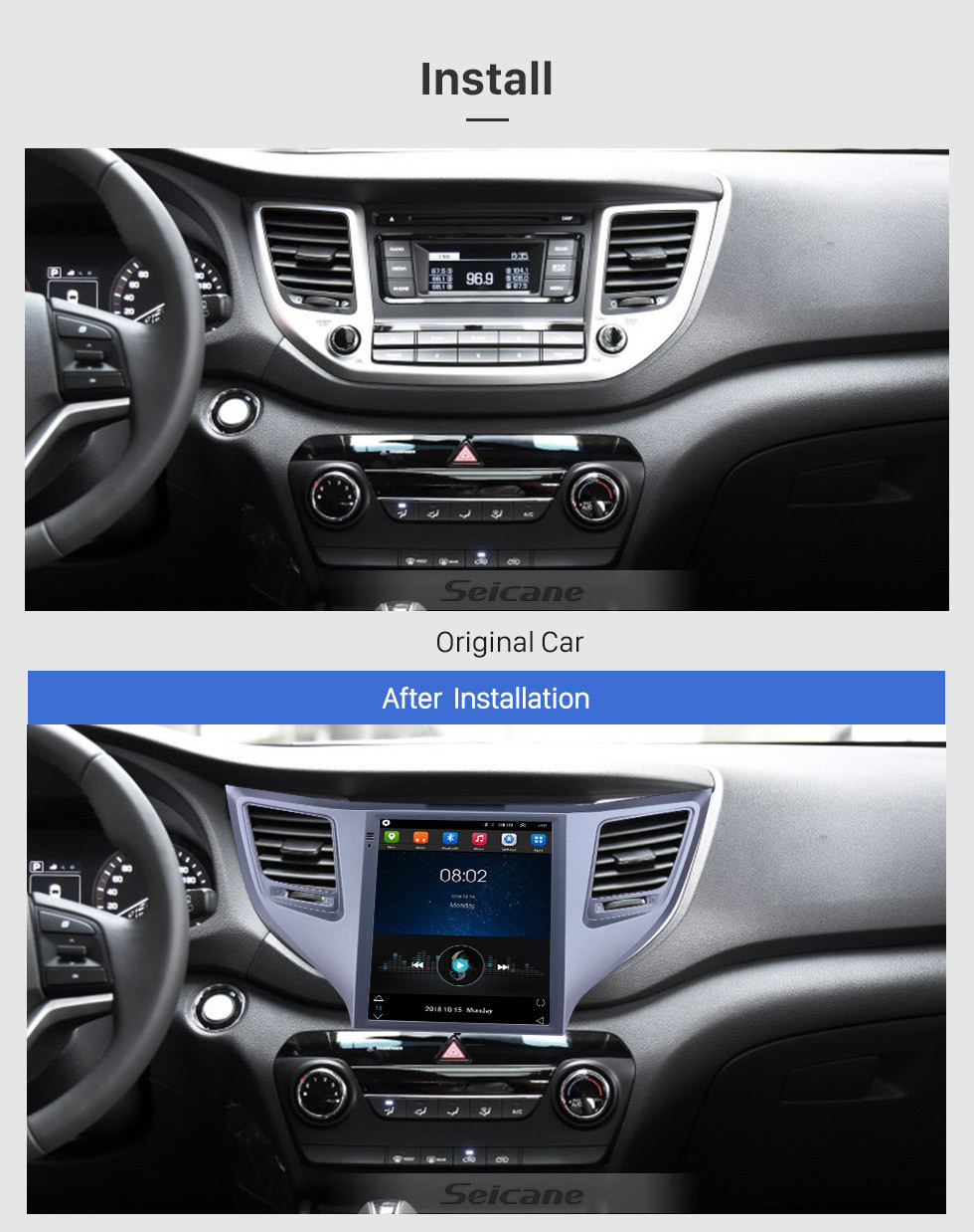 Seicane 2015 Hyundai Tucson 9.7 inch Android 9.1 GPS Navigation Radio with HD Touchscreen Bluetooth WIFI support Carplay Rear camera Seicane 2015 Hyundai Tucson 9.7 inch Android 9.1 GPS Navigation Radio with HD Touchscreen Bluetooth WIFI support Carplay Rear camera