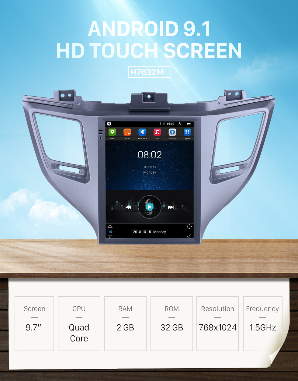 Seicane 2015 Hyundai Tucson 9.7 inch Android 9.1 GPS Navigation Radio with HD Touchscreen Bluetooth WIFI support Carplay Rear camera Seicane 2015 Hyundai Tucson 9.7 inch Android 9.1 GPS Navigation Radio with HD Touchscreen Bluetooth WIFI support Carplay Rear camera