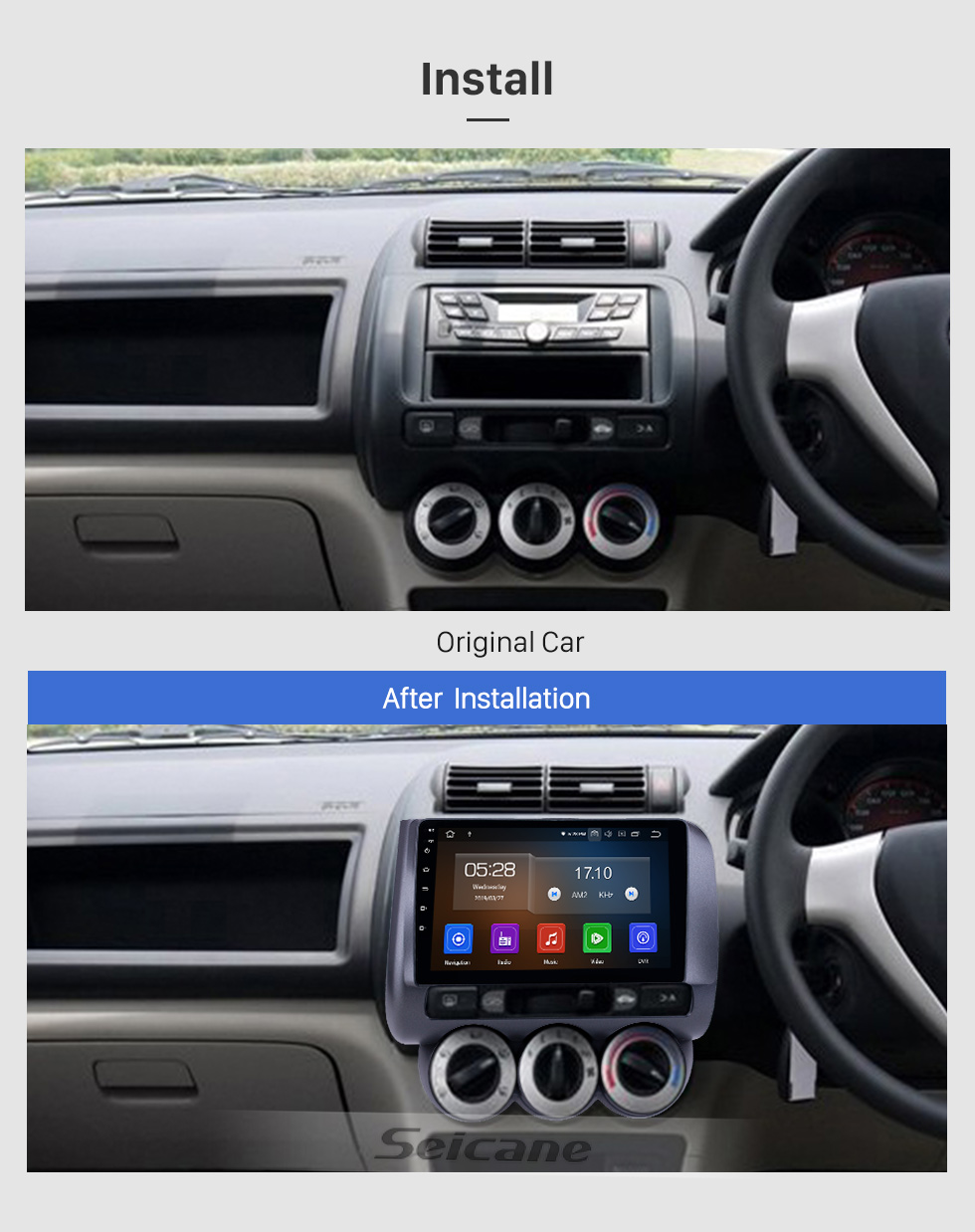 Seicane 2002-2008 Honda Jazz Manual AC Android 9.0 9 inch GPS Navigation Radio Bluetooth HD Touchscreen Carplay support Digital TV Seicane 2002-2008 Honda Jazz Manual AC Android 9.0 9 inch GPS Navigation Radio Bluetooth HD Touchscreen Carplay support Digital TV