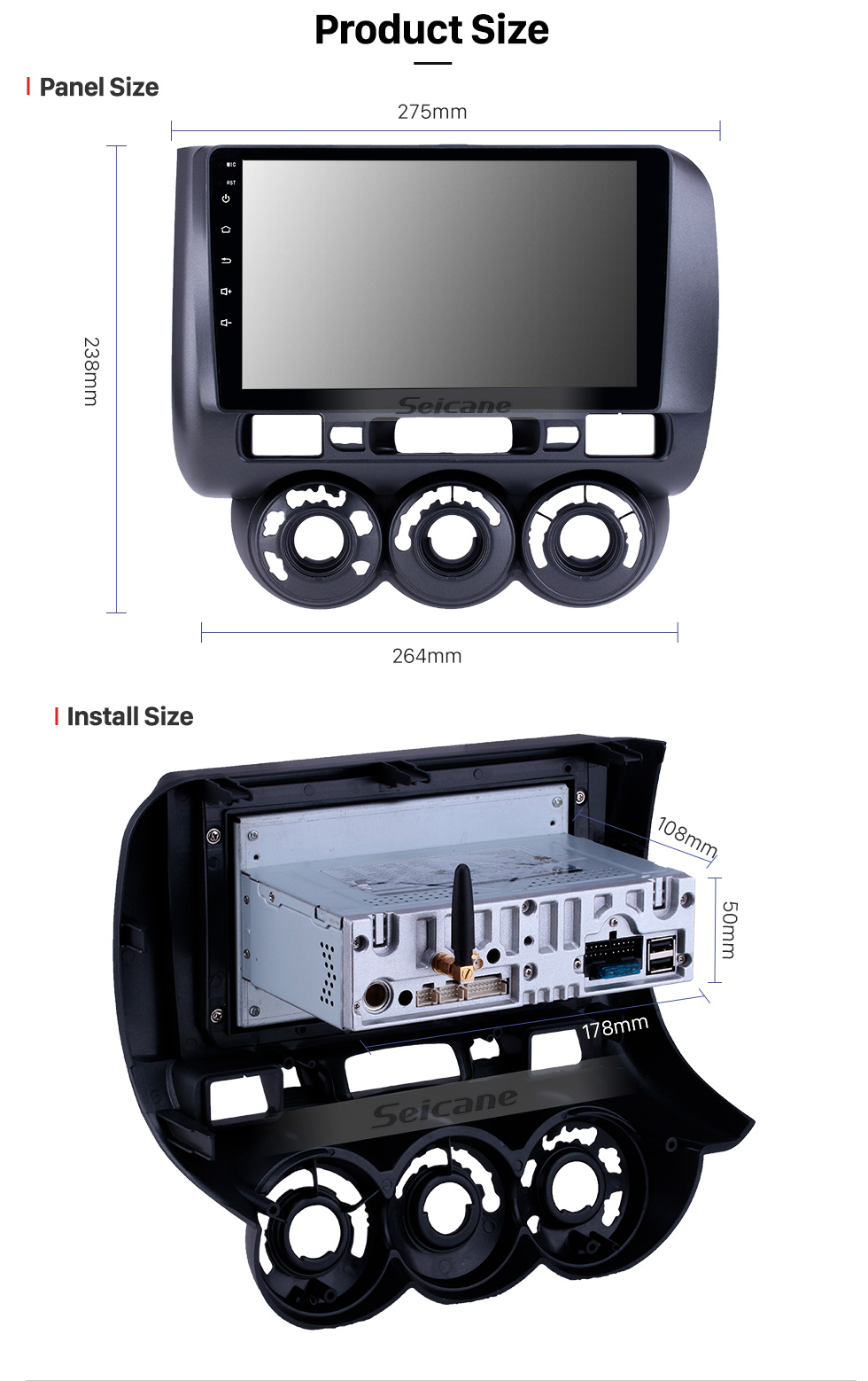 Seicane 2002-2008 Honda Jazz Manual AC Android 9.0 9 inch GPS Navigation Radio Bluetooth HD Touchscreen Carplay support Digital TV Seicane 2002-2008 Honda Jazz Manual AC Android 9.0 9 inch GPS Navigation Radio Bluetooth HD Touchscreen Carplay support Digital TV