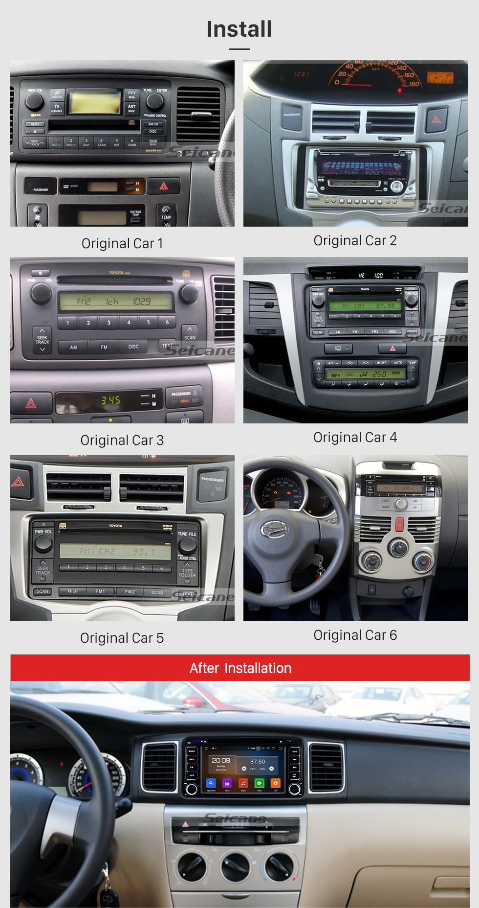 Seicane 6.2 inch Android 9.0 GPS Navigation Radio for 1996-2018 Toyota Vitz Echo RAV4 Hilux Terios with HD Touchscreen Carplay Bluetooth support Digital TV Seicane 6.2 inch Android 9.0 GPS Navigation Radio for 1996-2018 Toyota Vitz Echo RAV4 Hilux Terios with HD Touchscreen Carplay Bluetooth support Digital TV