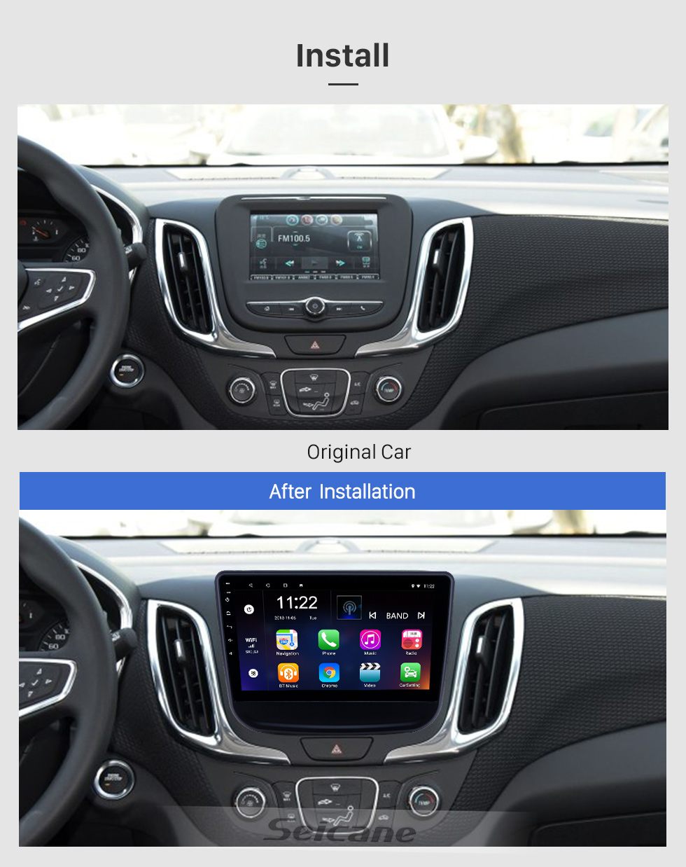 Seicane 10,1 pouces Android 8.1 Radio de navigation GPS pour 2016-2018 chevy Chevrolet Equinox avec écran tactile Bluetooth support USB Carplay TPMS Seicane 10,1 pouces Android 8.1 Radio de navigation GPS pour 2016-2018 chevy Chevrolet Equinox avec écran tactile Bluetooth support USB Carplay TPMS