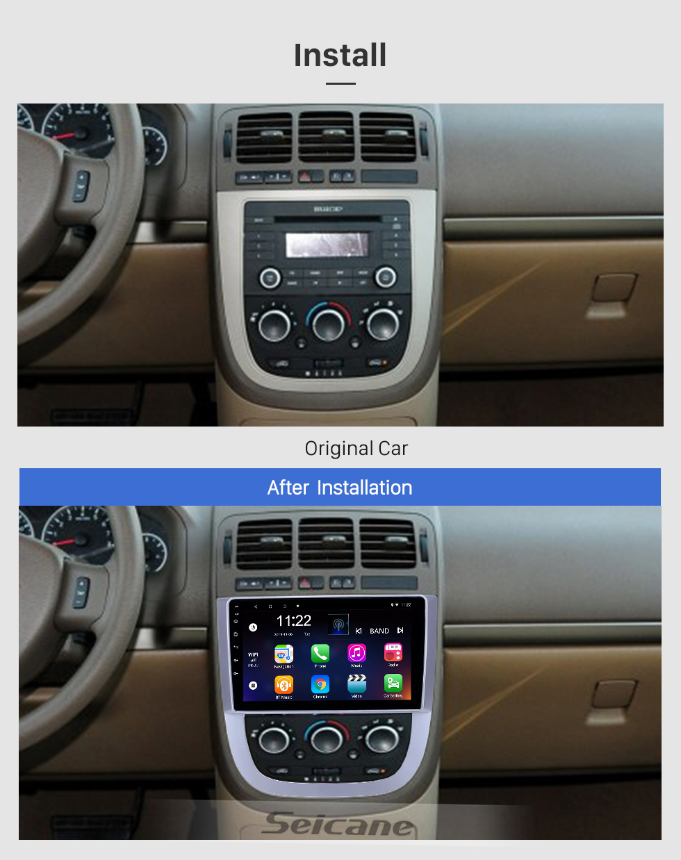 Seicane OEM 9 pouces Android 8.1 Radio pour 2005-2012 Buick FirstLand GL8 Bluetooth WIFI HD à écran tactile soutien à la navigation GPS Carplay DVR caméra arrière Seicane OEM 9 pouces Android 8.1 Radio pour 2005-2012 Buick FirstLand GL8 Bluetooth WIFI HD à écran tactile soutien à la navigation GPS Carplay DVR caméra arrière