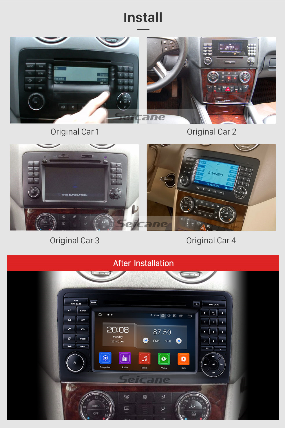 Seicane 7 inch Android 9.0 GPS Navigation Radio for 2005-2012 Mercedes Benz ML CLASS W164 ML350 ML430 ML450 ML500/GL CLASS X164 GL320 with HD Touchscreen Carplay Bluetooth support DVR Seicane 7 inch Android 9.0 GPS Navigation Radio for 2005-2012 Mercedes Benz ML CLASS W164 ML350 ML430 ML450 ML500/GL CLASS X164 GL320 with HD Touchscreen Carplay Bluetooth support DVR