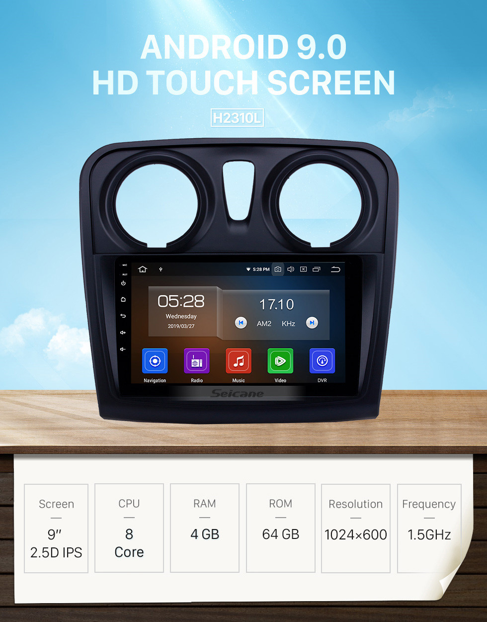 Seicane OEM 9 polegada Android 9.0 Rádio para 2012-2017 Renault Dacia Sandero Bluetooth HD Touchscreen Navegação GPS Carplay apoio câmera Traseira Seicane OEM 9 polegada Android 9.0 Rádio para 2012-2017 Renault Dacia Sandero Bluetooth HD Touchscreen Navegação GPS Carplay apoio câmera Traseira