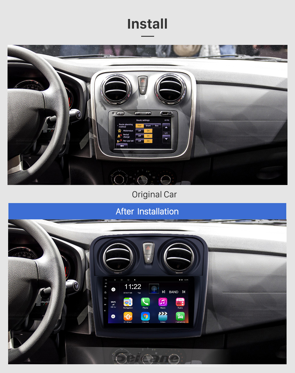 Seicane HD Touchscreen 9 Zoll Android 8.1 GPS Navigationsradio für 2012-2017 Renault Dacia Sandero mit Bluetooth AUX Unterstützung Carplay TPMS Seicane HD Touchscreen 9 Zoll Android 8.1 GPS Navigationsradio für 2012-2017 Renault Dacia Sandero mit Bluetooth AUX Unterstützung Carplay TPMS