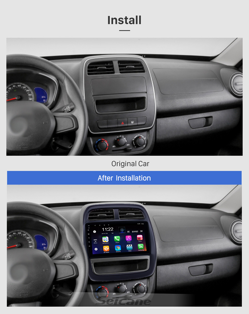 Seicane 9 Zoll Android 8.1 GPS Navigationsradio für 2012-2017 Renault Kwid mit Bluetooth USB HD Touchscreen Unterstützung Carplay DVR OBD Seicane 9 Zoll Android 8.1 GPS Navigationsradio für 2012-2017 Renault Kwid mit Bluetooth USB HD Touchscreen Unterstützung Carplay DVR OBD