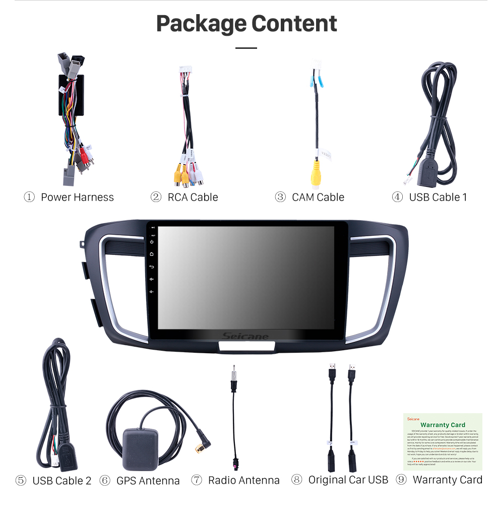 Seicane 10,1 pouces Android 8.1 Radio de navigation GPS pour 2013 Honda Accord 9 avec écran tactile Bluetooth support USB Carplay TPMS Seicane 10,1 pouces Android 8.1 Radio de navigation GPS pour 2013 Honda Accord 9 avec écran tactile Bluetooth support USB Carplay TPMS