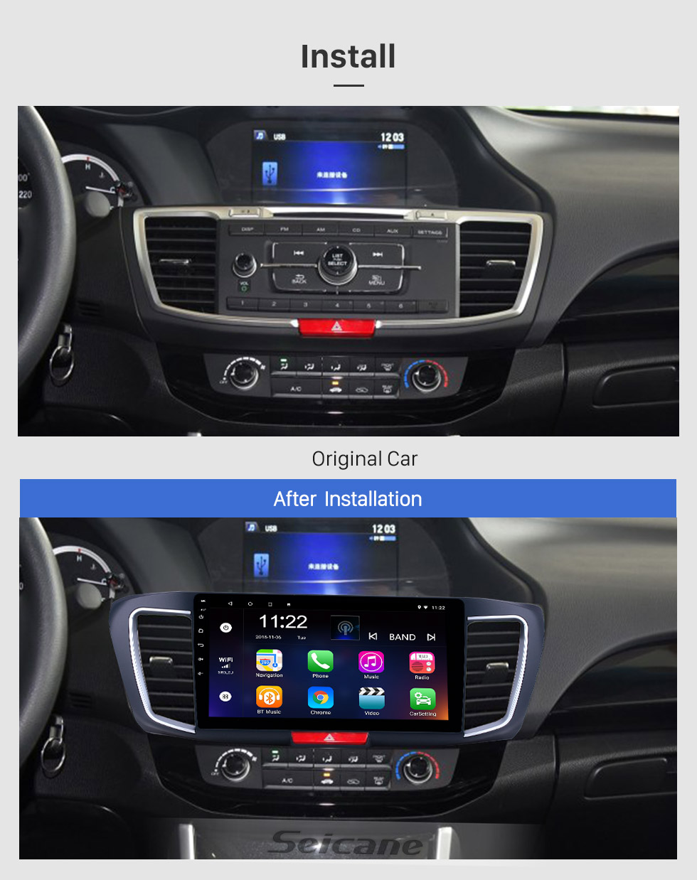 Seicane 10,1 pouces Android 8.1 Radio de navigation GPS pour 2013 Honda Accord 9 avec écran tactile Bluetooth support USB Carplay TPMS Seicane 10,1 pouces Android 8.1 Radio de navigation GPS pour 2013 Honda Accord 9 avec écran tactile Bluetooth support USB Carplay TPMS