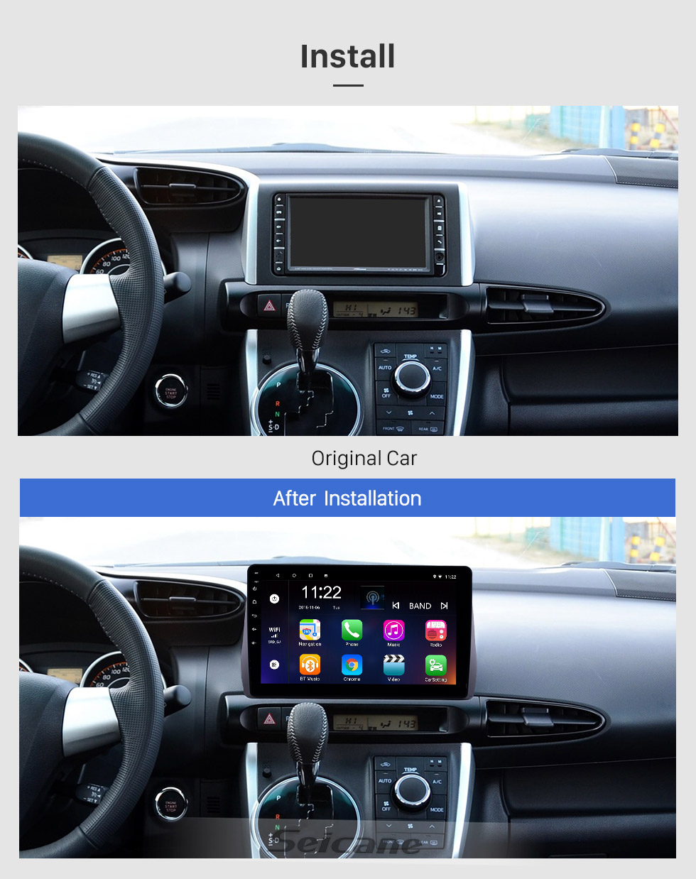 Seicane 10,1 Zoll Android 8.1 GPS Navigation Radio für 2009-2012 Toyota Wish mit HD Touchscreen Bluetooth USB Unterstützung Carplay TPMS Seicane 10,1 Zoll Android 8.1 GPS Navigation Radio für 2009-2012 Toyota Wish mit HD Touchscreen Bluetooth USB Unterstützung Carplay TPMS
