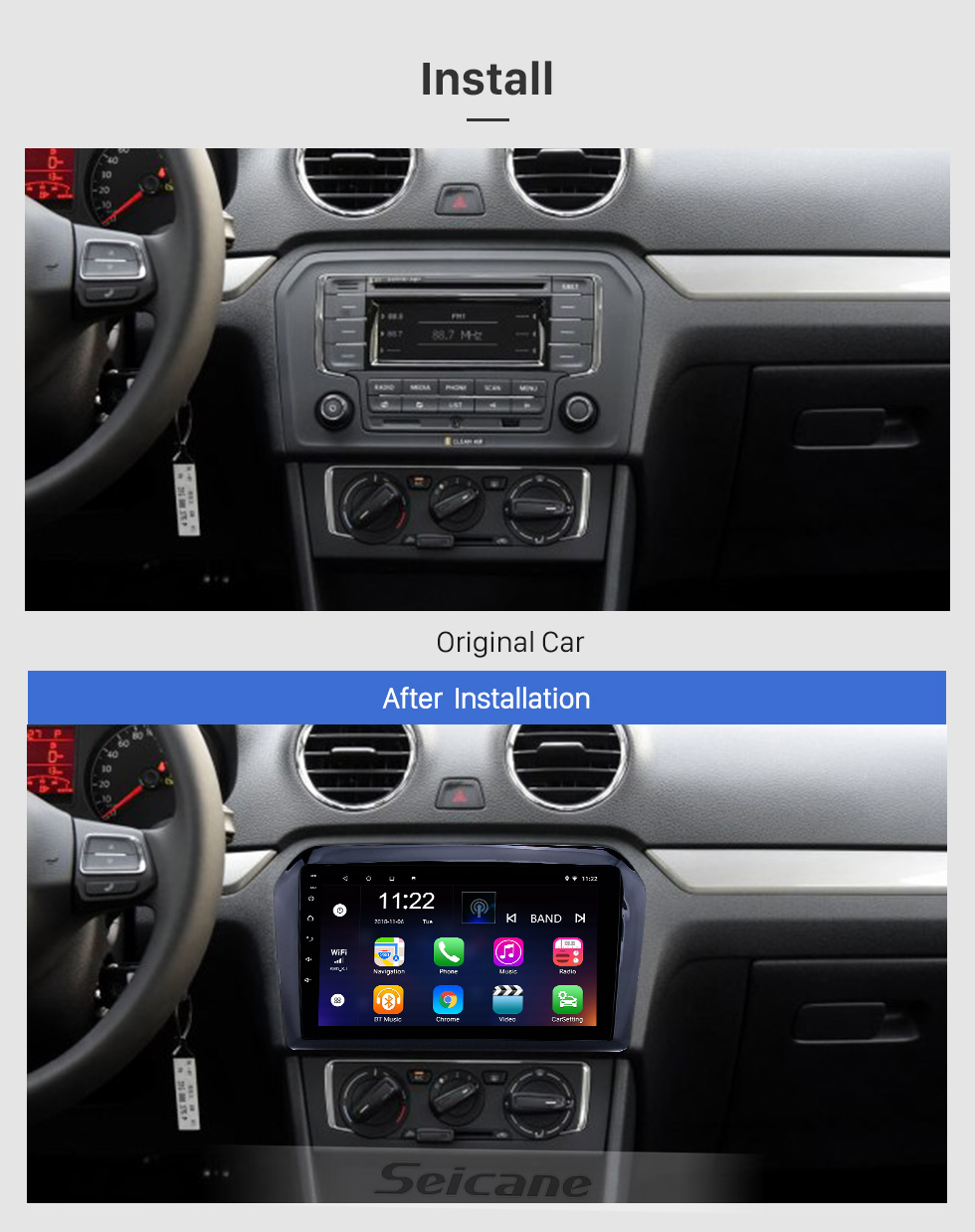 Seicane 2013-2017 VW Volkswagen Jetta Android 8.1 HD Touchscreen 9 inch Head Unit Bluetooth GPS Navigation Radio with AUX support SWC Carplay Seicane 2013-2017 VW Volkswagen Jetta Android 8.1 HD Touchscreen 9 inch Head Unit Bluetooth GPS Navigation Radio with AUX support SWC Carplay