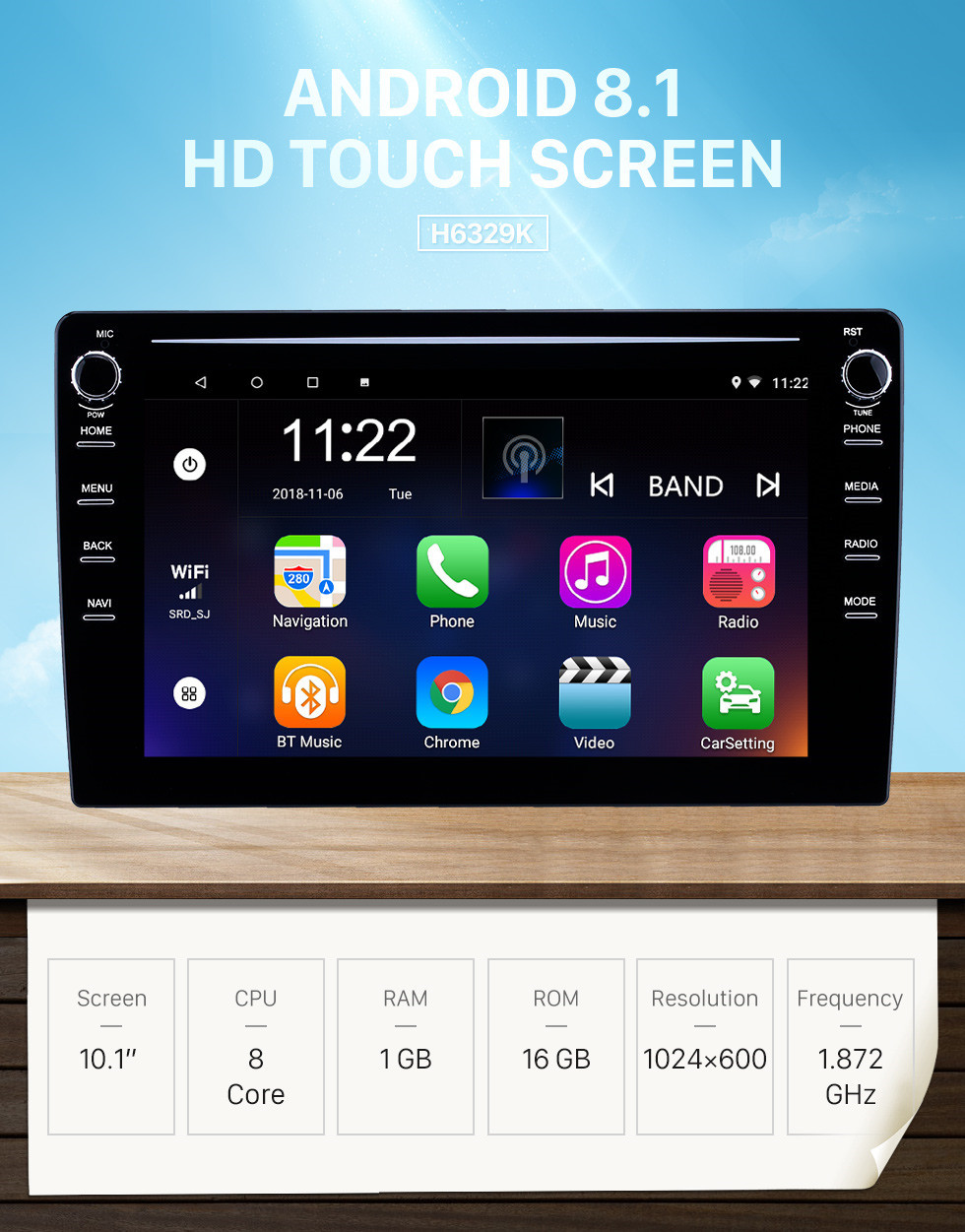 Seicane 10.1 pulgadas Android 8.1 Navegación GPS Radio universal con pantalla táctil HD Bluetooth USB compatible con Carplay TPMS Control del volante Seicane 10.1 pulgadas Android 8.1 Navegación GPS Radio universal con pantalla táctil HD Bluetooth USB compatible con Carplay TPMS Control del volante