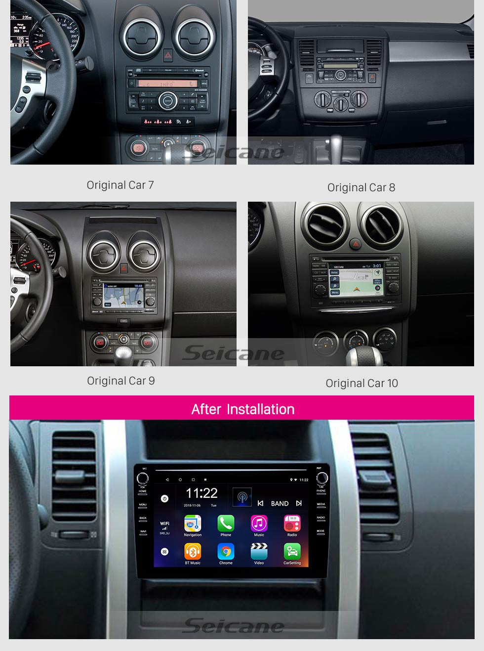 Seicane 10.1 pulgadas Android 8.1 Navegación GPS Radio universal con pantalla táctil HD Bluetooth USB compatible con Carplay TPMS Control del volante Seicane 10.1 pulgadas Android 8.1 Navegación GPS Radio universal con pantalla táctil HD Bluetooth USB compatible con Carplay TPMS Control del volante