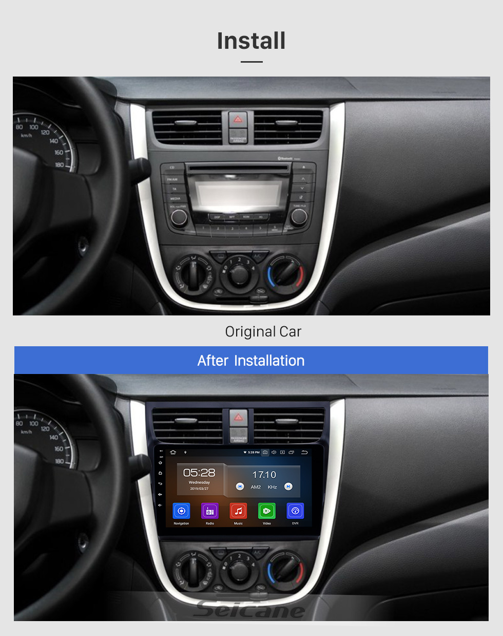 Seicane 2015-2018 Suzuki Celerio Android 8.1 HD-Touchscreen 9-Zoll-Haupteinheit Bluetooth GPS-Navigationsradio mit AUX-Unterstützung OBD2 SWC Carplay Seicane 2015-2018 Suzuki Celerio Android 8.1 HD-Touchscreen 9-Zoll-Haupteinheit Bluetooth GPS-Navigationsradio mit AUX-Unterstützung OBD2 SWC Carplay
