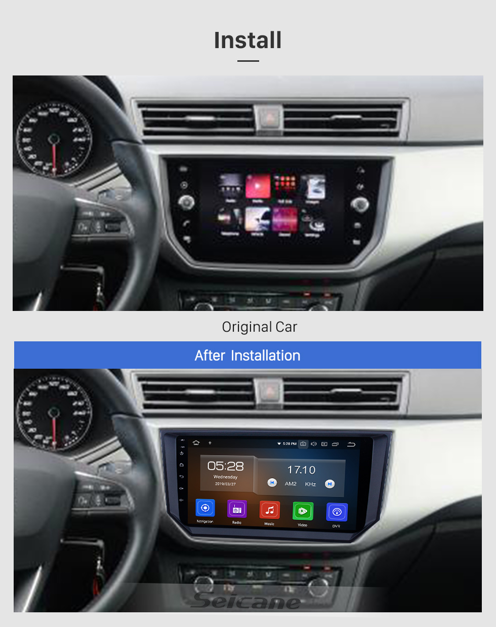 Seicane Radio de navegación GPS Android 8.1 de 9 pulgadas para 2018 Seat Ibiza con Bluetooth USB WIFI HD Soporte de pantalla táctil TPMS Carplay DVR Seicane Radio de navegación GPS Android 8.1 de 9 pulgadas para 2018 Seat Ibiza con Bluetooth USB WIFI HD Soporte de pantalla táctil TPMS Carplay DVR