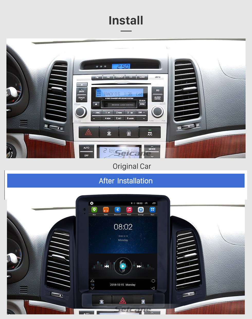 Seicane HD Touchscreen 2005-2012 Hyundai Santa Fe Android 9.1 9.7 inch GPS Navigation Radio Bluetooth support Steering Wheel Control Carplay Seicane HD Touchscreen 2005-2012 Hyundai Santa Fe Android 9.1 9.7 inch GPS Navigation Radio Bluetooth support Steering Wheel Control Carplay
