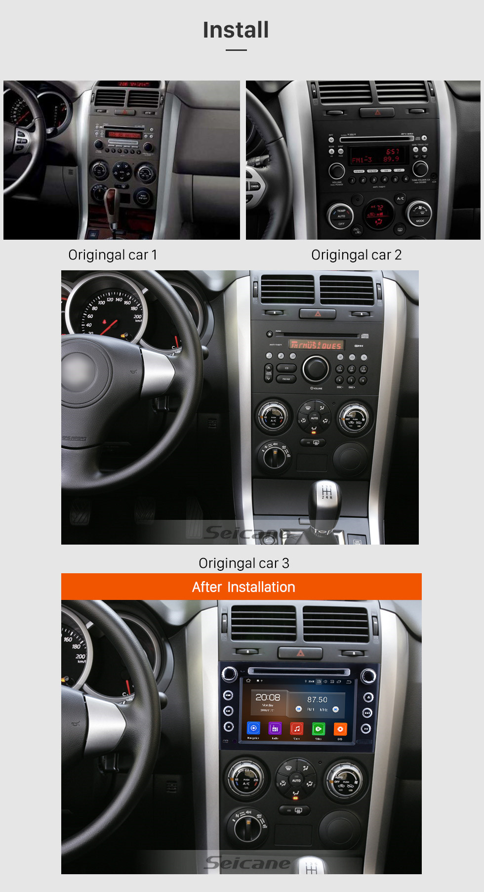 Seicane 7 Zoll Android 9.0 GPS Navigationsradio für 2006-2010 Suzuki Grand Vitara mit HD Touchscreen Carplay Bluetooth Unterstützung 1080P DVR Seicane 7 Zoll Android 9.0 GPS Navigationsradio für 2006-2010 Suzuki Grand Vitara mit HD Touchscreen Carplay Bluetooth Unterstützung 1080P DVR