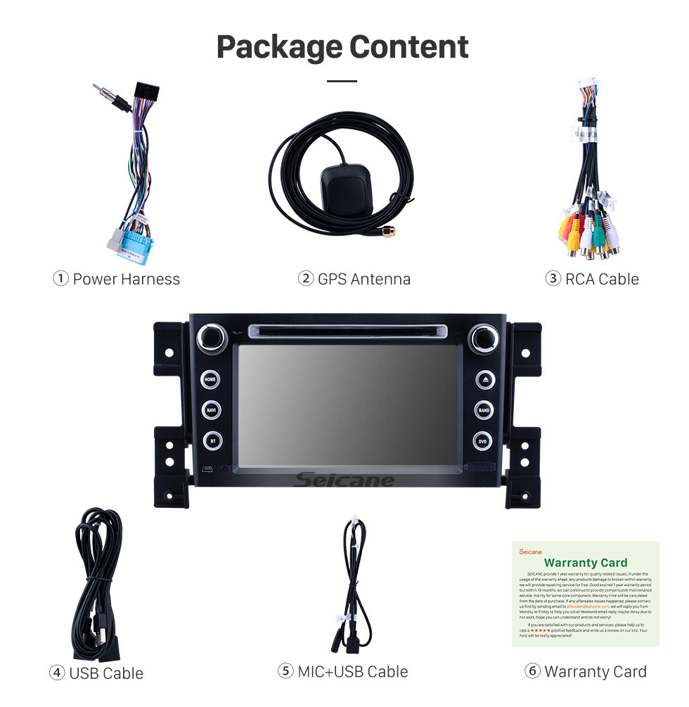 Seicane 7 Zoll Android 9.0 GPS Navigationsradio für 2006-2010 Suzuki Grand Vitara mit HD Touchscreen Carplay Bluetooth Unterstützung 1080P DVR Seicane 7 Zoll Android 9.0 GPS Navigationsradio für 2006-2010 Suzuki Grand Vitara mit HD Touchscreen Carplay Bluetooth Unterstützung 1080P DVR
