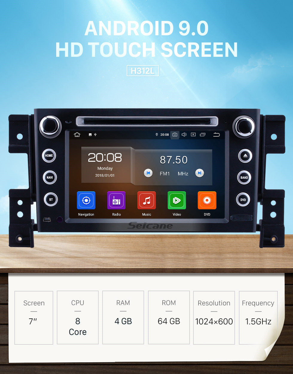 Seicane 7 Zoll Android 9.0 GPS Navigationsradio für 2006-2010 Suzuki Grand Vitara mit HD Touchscreen Carplay Bluetooth Unterstützung 1080P DVR Seicane 7 Zoll Android 9.0 GPS Navigationsradio für 2006-2010 Suzuki Grand Vitara mit HD Touchscreen Carplay Bluetooth Unterstützung 1080P DVR
